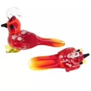 Pendentif oiseau en verre 22x29 mm - Rouge x1