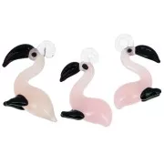 Pendentif Flamant Rose en verre 26x20 mm - Rose x1