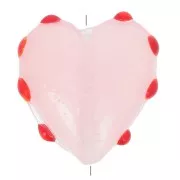 Perle coeur en verre 16 mm - Rose - Rouge x1