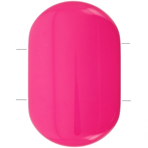 Perle rectangle arrondi 2 trous 27x17 mm en Résine opaque - Rose foncé x1