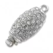 Fermoir olive 21x9 mm Strass Crystal plaqué rhodium x1