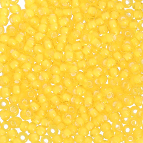 Preciosa Perles rocailles 11/0 2 mm - Transparent yellow amber lined chalkwhite x20g