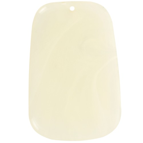 Pendentif trapèze en résine translucide - 40x27 mm - Marbré Ivoire x1