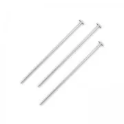 Clous tête plate 40x0.8 mm en Argent 925 x6