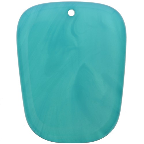 Pendentif trapèze en résine translucide - 28x22 mm - Marbré Bleu lagune x1