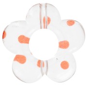 Perles fleurs en acrylique transparente 19 mm - Pois orange x4