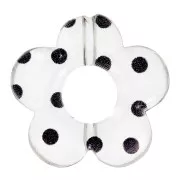 Perles fleurs en acrylique transparente 19 mm - Pois noir x4