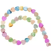 Perles coeurs en nacre teintée 11 mm - Multicolore x39cm