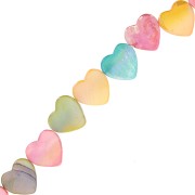 Perles coeurs en nacre teintée 11 mm - Multicolore irisé x36cm|raw }}