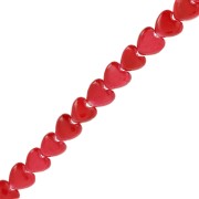 Perles coeurs en nacre teintée 6 mm - Rouge x39cm|raw }}