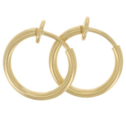 Mini créoles clips - Pour oreilles non percées 13 mm - Doré x2
