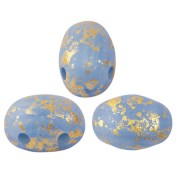 Perles en verre Samos® par Puca® 7x5 mm - Blue Opal Mat Gold Splash x10g|raw }}