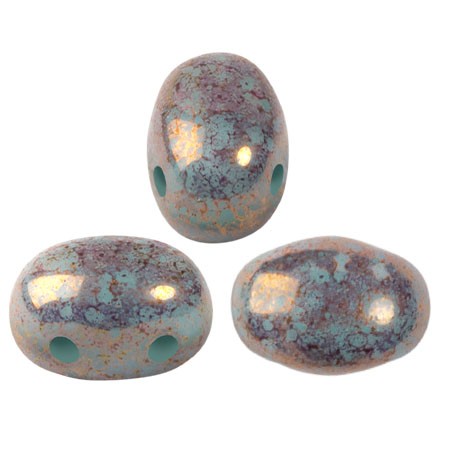 Perles en verre Samos® par Puca® 7x5 mm - Blue Green Opal Bronze x10g