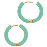 Créoles rondes 17 mm avec résine époxy - Acier inox 304L Doré - Vert Turquoise x2|raw }}