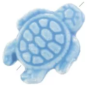 Perle tortue en céramique 19x15 mm - Bleu x1