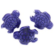 Perle tortue en céramique 19x15 mm - Bleu Foncé x1