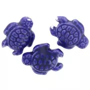 Perle tortue en céramique 19x15 mm - Bleu Foncé x1