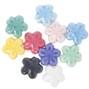 Perles fleurs en céramique 12 mm - Multicolore x10|raw }}