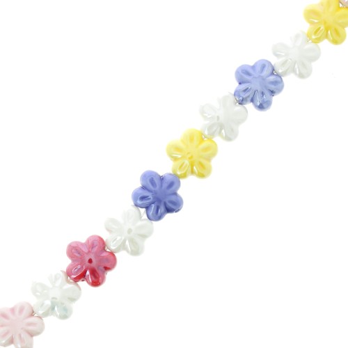 Perles fleurs en céramique 17 mm - Multicolore x29cm
