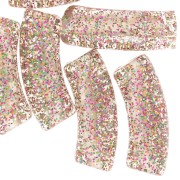 Perles tube incurvé en acrylique transparent 35x11mm Gris Pailleté multicolore x6|raw }}