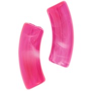 Perles tube incurvé 35x11 mm en acrylique transparente - Marbré Fuchsia x6