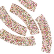Perles tube incurvé 32x8mm en acrylique transparent - Gris Pailleté multicolore x6