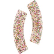 Perles tube incurvé 32x8mm en acrylique transparent - Gris Pailleté multicolore x6