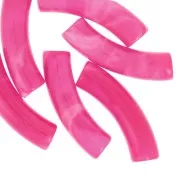 Perles tube incurvé 32x8 mm en acrylique translucide - Marbré Fuchsia x6