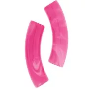 Perles tube incurvé en acrylique translucide 32x8 mm - Marbré Fuchsia x6