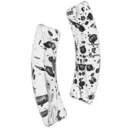 Perles tube incurvé 32x8 mm en acrylique transparent - Tacheté Noir x6