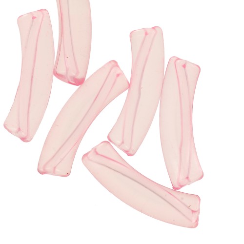 Perles tube incurvé 32x8 mm en acrylique transparent - Rose clair x6