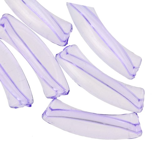 Perles tube incurvé 32x8 mm en acrylique transparent - Violet x6