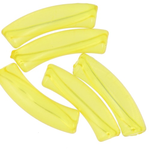 Perles tube incurvé 32x8 mm en acrylique transparent - Jaune x6