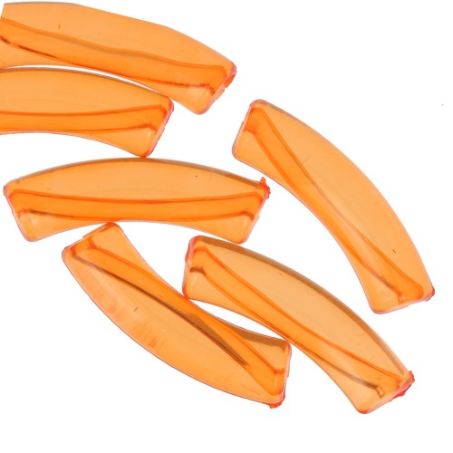 Perles tube incurvé 32x8 mm en acrylique transparent - Orange x6