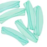 Perles tube incurvé en acrylique transparent 32x8 mm - Vert turquoise x6