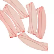 Perles tube incurvé en acrylique transparent 32x8 mm - Corail x6