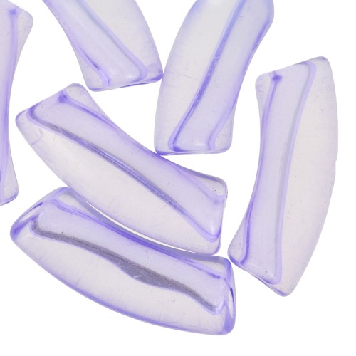 Perles tube incurvé en acrylique transparent 35x11mm Violet x6