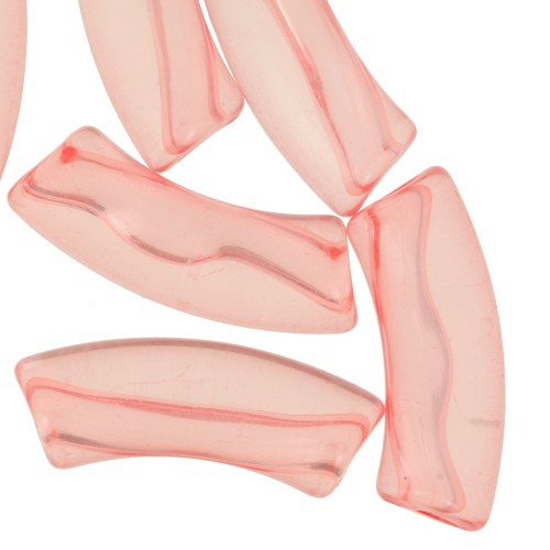 Perles tube incurvé en acrylique transparent 35x11mm Corail x6