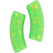 Perles tube incurvé en acrylique opaque 35x11mm Vert Pomme Tacheté Doré x6