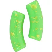 Perles tube incurvé en acrylique opaque 35x11mm Vert Pomme Tacheté Doré x6