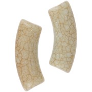 Perles tube incurvé 35x11mm effet craquelé en acrylique opaque - Beige x6