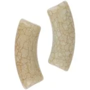 Perles tube incurvé en acrylique opaque 35x11mm effet craquelé - Beige x6