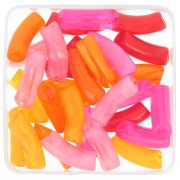 Coffret de 30 perles tube incurvé en acrylique transparent 35x11 mm Marbré Rose|raw }}