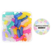 Coffret de 60 perles tube incurvé en acrylique transparent 35x11mm effet craquelé