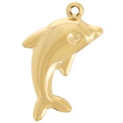 Pendentif dauphin 18x12 mm - Acier inoxydable 304L - Doré x1|raw }}