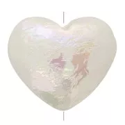 Perle coeur facetté 17x20 mm imitation perle d'eau douce - Blanc irisé x1
