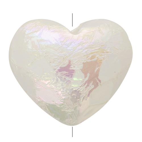 Perle coeur facetté 17x20 mm imitation perle d'eau douce - Blanc irisé x1