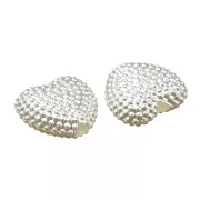 Perles coeurs texturées 11x12 mm imitation perle d'eau douce - Crème nacré x4