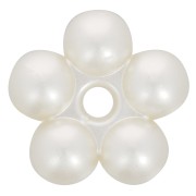 Perles rondelles fleurs 15 mm - imitation perle d'eau douce - Crème nacré x4