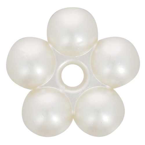Perles rondelles fleurs 15 mm - imitation perle d'eau douce - Crème nacré x4